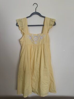 Draper James Yellow Smocked Ruffled Mini Dress Small